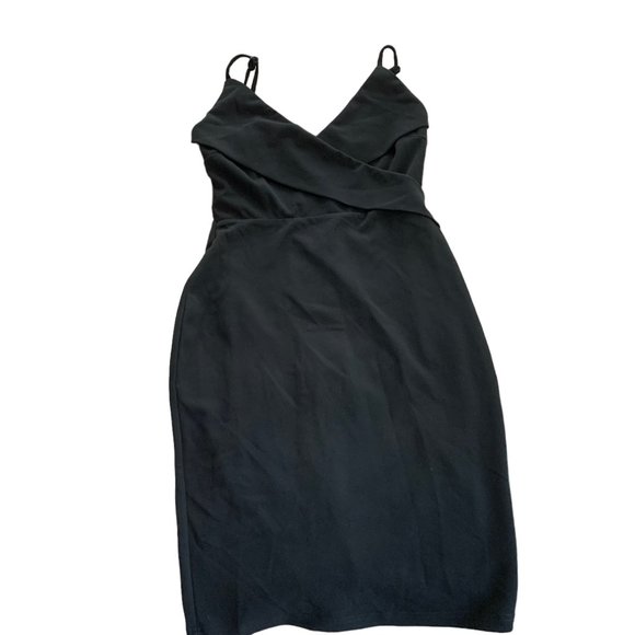 Lulu's Women's Black Dress with Front Crossing Collar - Picture 4 of 10